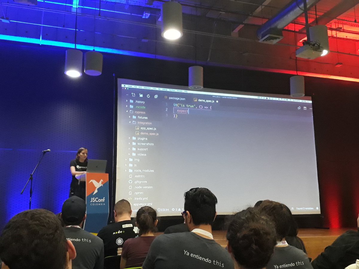 a_for_alejandro's tweet photo. Pregunta seria, cypress tambien testeara lo que ella siente por mi? @scaleconfco @NodeConfCo @pyconcolombia @jsconfco ! #JSConfCO #jsconfco2018 https://t.co/EpgdlnyCwI