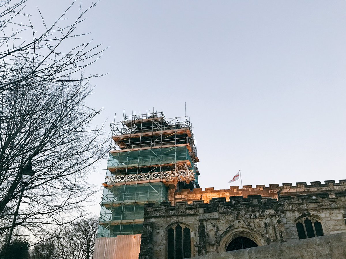 howard_bowden's tweet photo. Some serious scaffolding at #StLeonards #Middleton @DioManchester #Restoration of this Grade1 #Gem @HLFNorthWest @NatChurchTrust part of a scheme of #Restoration #Heritage #history a wooden #steeple for #stubborn #people not my words 😬 @buttressarch #heritageStone #Jubileepark https://t.co/JirOI7YSsq