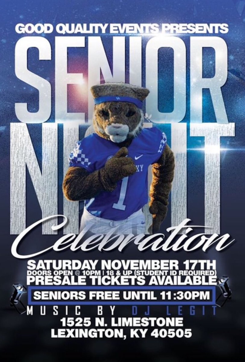 eventsGQ's tweet photo. Tonight’s the Night! Who’s ready to get Litty🤪!!
#UK19 #UK20 #UK21 #UK22
#ukseniornight #GQEvents https://t.co/wqYe1ck1CW