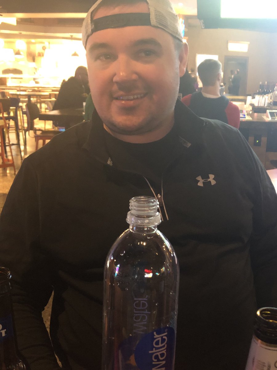 TheABCampbell2's tweet photo. @ClayTravis He’s wearing a DBAP shirt under the pullover but drinking water with the boys in Vegas. @bmoder21 @mdotbuckley @NFLB_News https://t.co/pNE2xo2Hxc