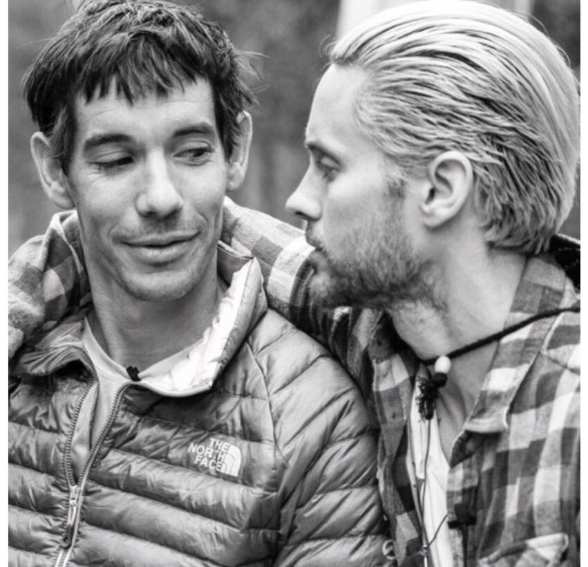 JaredLeto's tweet photo. Unforgettable climb with @AlexHonnold at the East buttress of El Capitan in Yosemite!  Go check out 'Free Solo', in theaters now! 🗻
https://t.co/ODRAua63WN https://t.co/Ox541eWTlX