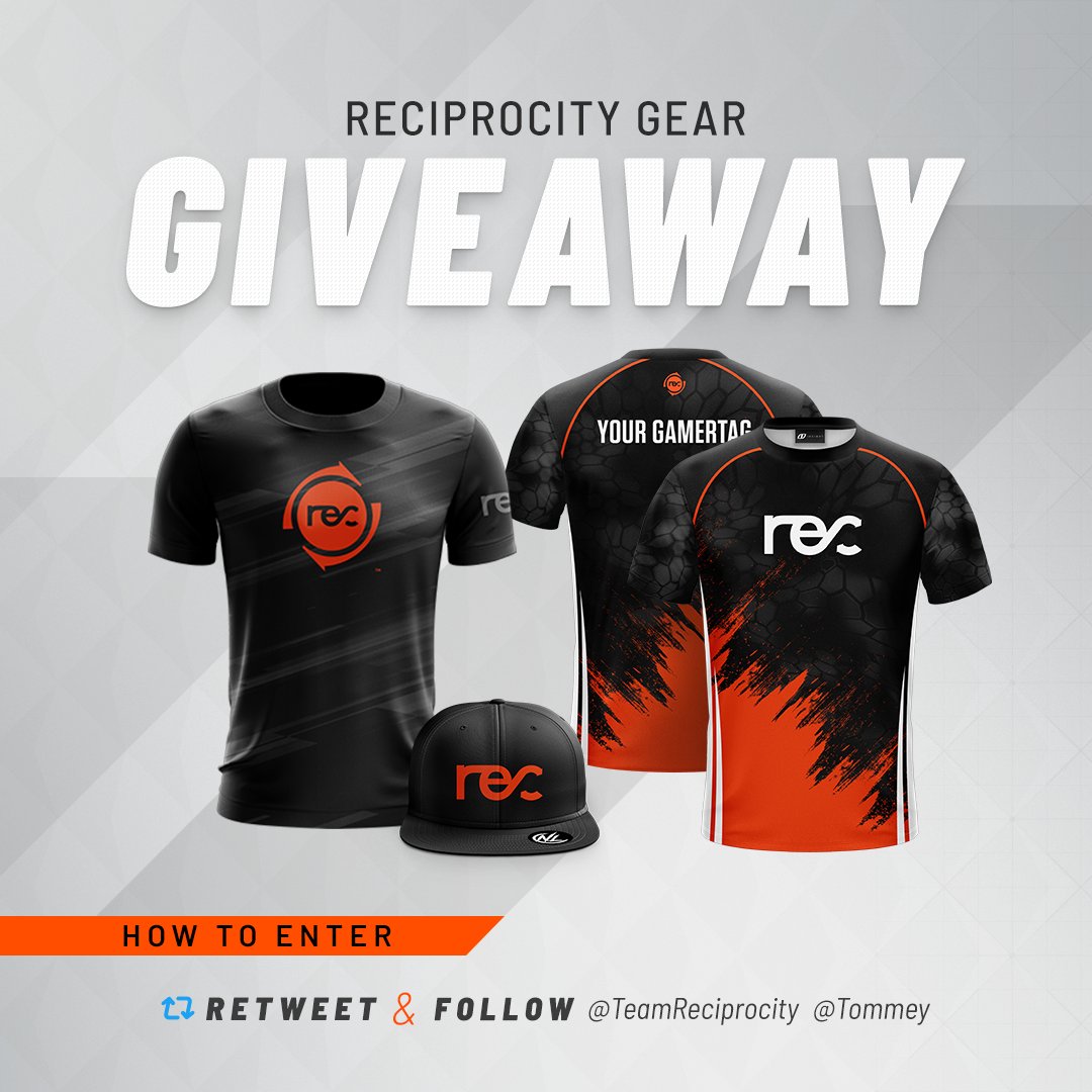 Want to win some <a href="/TeamReciprocity/">Team Reciprocity</a> gear? Good. We're giving away the following:

- 1x Reciprocity Jersey
- 1x T-Shirt
- 1x Hat

All you have to do is RETWEET this tweet and follow both <a href="/Tommey/">Tommey</a> &amp; <a href="/TeamReciprocity/">Team Reciprocity</a> to enter. 

The winners will be drawn on 01/12/2018.