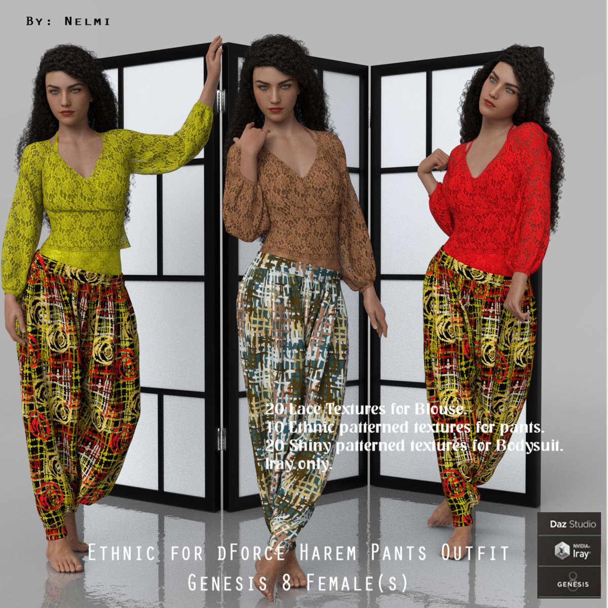 nelmi's tweet photo. Ethnic for dForce Harem Pants Outfit for Genesis 8 Females @renderosity.https://t.co/TR8FAQgx4l #Daz3D #nelmi #renderosity #textures #clothing #3d #gaming #genesis8 #3dmodel #3dmodeling #iray #daziray https://t.co/cJsIZjeWX3