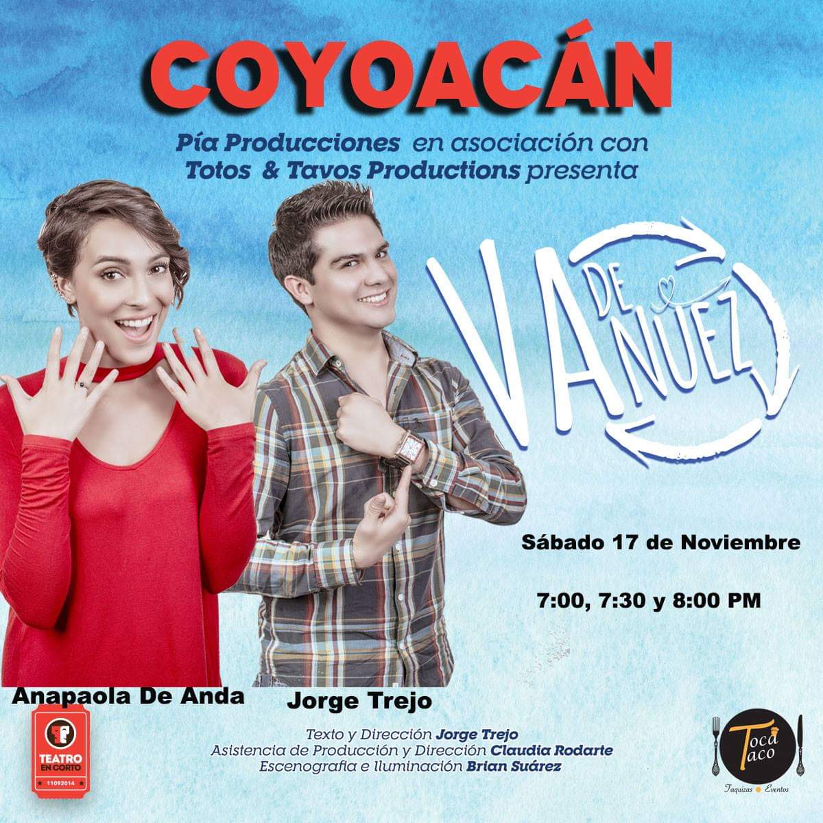 VaDeNuezTC's tweet photo. El adiós esta cerca y HOY SABADO decimos adiós a @TotoTrejo86 al lado de @AnapaoDeAnda y @dariromo a partir de las 7 pm en @TeatroEnCorto #Coyoacán

Y no te puedes perder nuestra promoción de #ElBuenFin en la compra de un #PaqueTeatro te regalamos un boleto para tu próxima visita https://t.co/HG5RwcsLhA