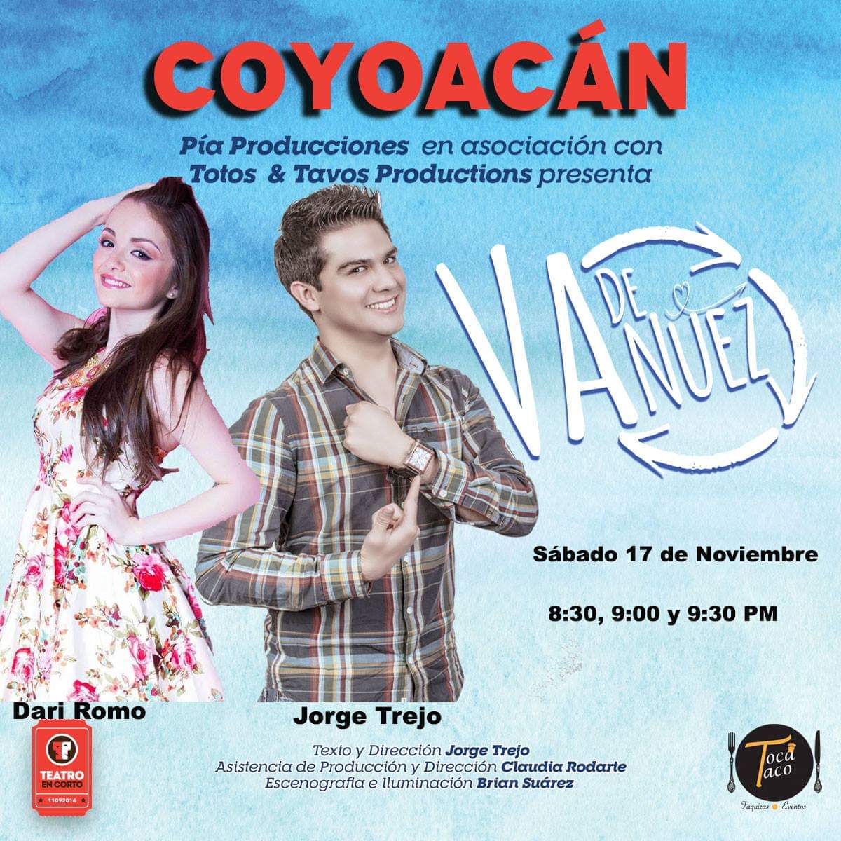 VaDeNuezTC's tweet photo. El adiós esta cerca y HOY SABADO decimos adiós a @TotoTrejo86 al lado de @AnapaoDeAnda y @dariromo a partir de las 7 pm en @TeatroEnCorto #Coyoacán

Y no te puedes perder nuestra promoción de #ElBuenFin en la compra de un #PaqueTeatro te regalamos un boleto para tu próxima visita https://t.co/HG5RwcsLhA
