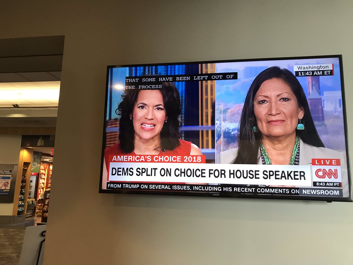 I see @Deb4CongressNM! That’s so cool to look up while cruzin’ through the airport and see one of our new Congressional Reps✊🏽 
Blingin’ in NM turquoise too😍 
#NativesOnTV #NativeTruth #DecolonizingCNN 🤞🏽@CNN