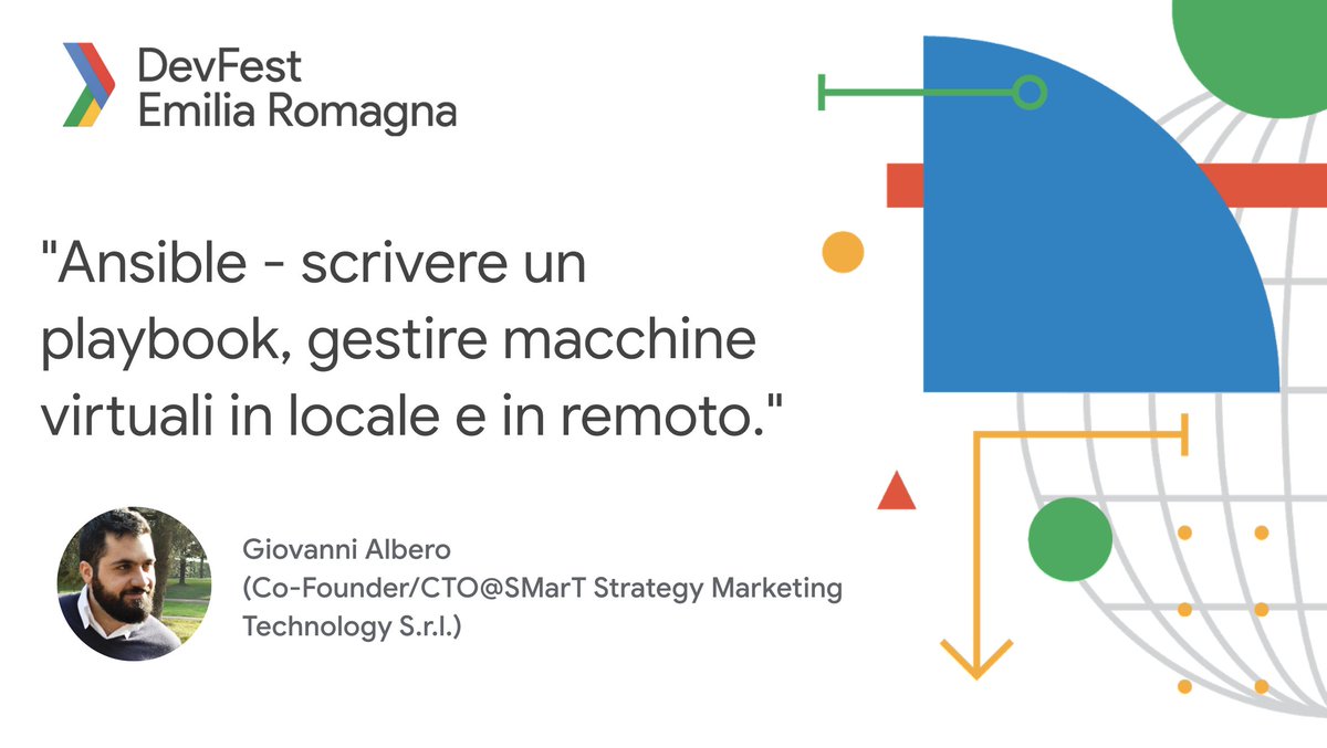 gdgbologna's tweet photo. 🎤E' il momento di presentare il workshop di Giovanni Albero @Albero92 che ci parlerà di #Ansible e #GoogleCloudPlatform

📎 Non mancare! https://t.co/a7IppYsfLh

#DevFest18 #DevFestER #GDGItalia https://t.co/KzTIZNFyqJ