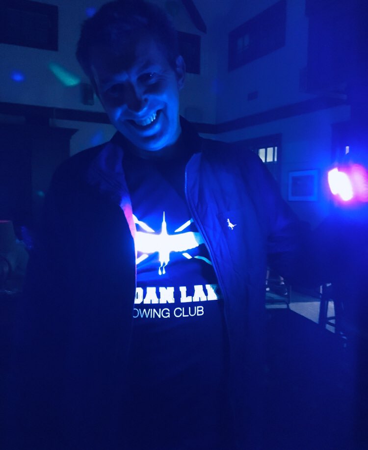 JordanLakeCrew's tweet photo. 3 years ago Coach @J1mWalker launched Jordan Lake Rowing Club from the @CaryParkPool clubhouse. Last night we celebrated our 3rd anniversary there &amp; he was positively glowing😎 We lucked out scoring our fave indoor venue after flooding at #jordanlake moved our #GlowRow inside💙💛 https://t.co/nYtYBmxJu8