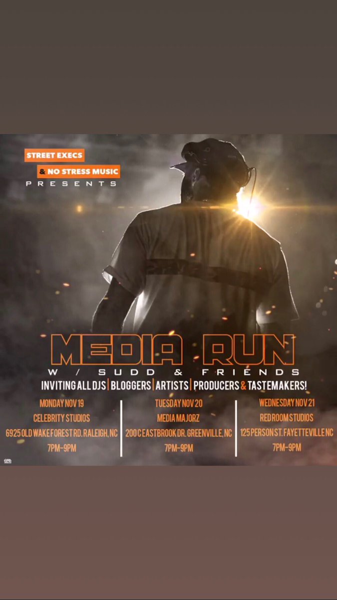 As the Media Run continues❗️Monday Nov 19th we will be at @celebritystudios in Raleigh NC.  Tuesday Nov 20th - <a href="/mediamajorz/">Media Majorz</a> in Greenville NC.  Wednesday Nov 21st - @redroomstudios910 in Fayetteville NC.  Reach out if you are in any of the following areas so we can tap in!
