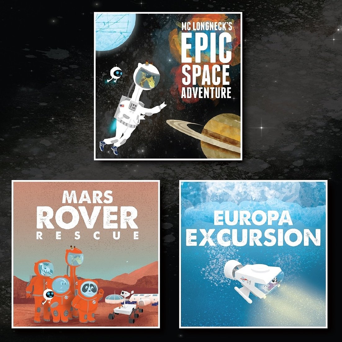 3 weeks left in the Kickstarter, approaching 75% to the goal! This is a great time to get the whole Epic Space Adventure series, along with stickers and mission patches: europa-excursion.com