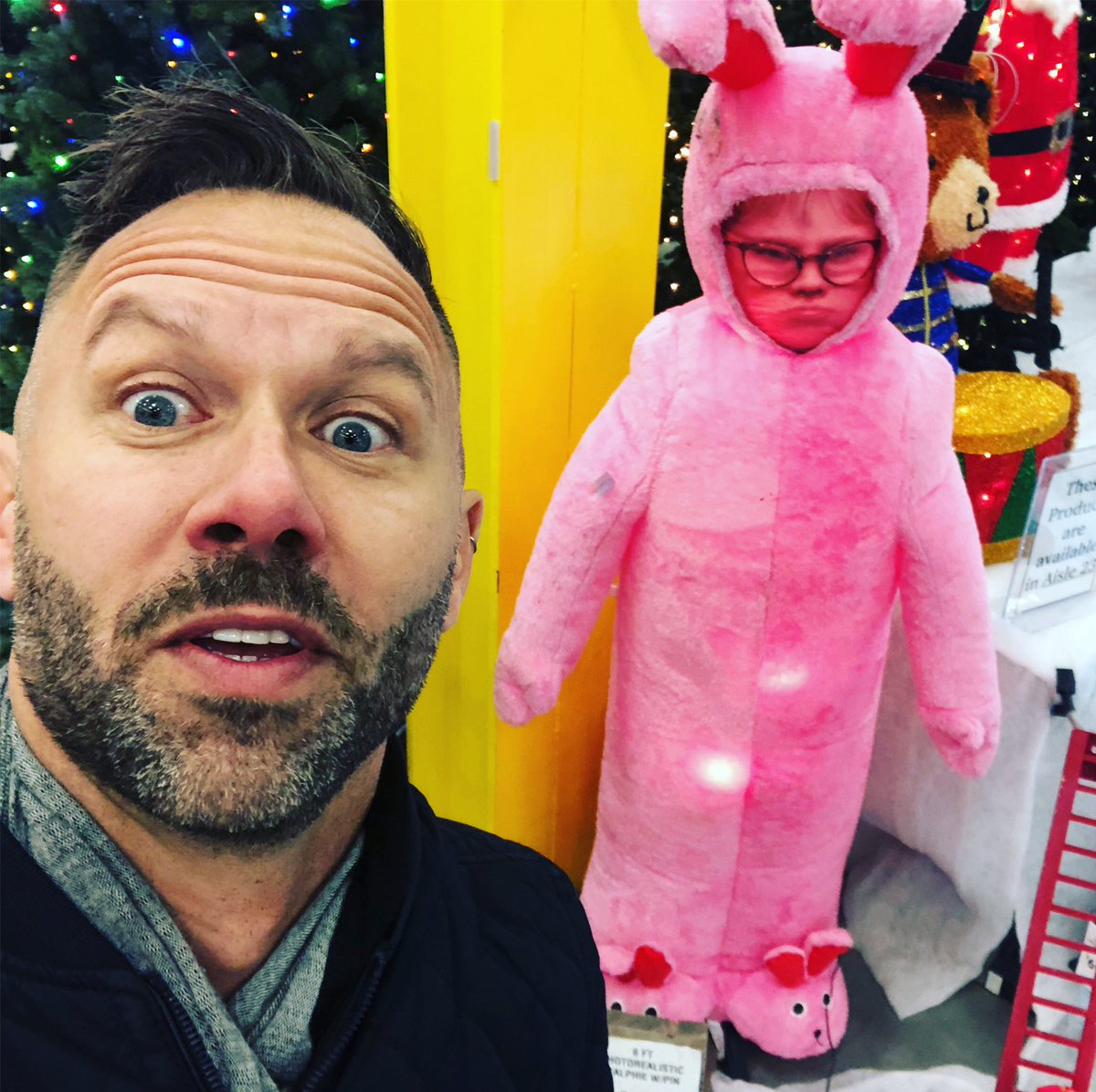 jefferystraker's tweet photo. Guess what? You can buy a life size Ralphie in his onsesie, at Lowes!  This is a thing! ... you’re welcome.  #christmas #love #frontstep https://t.co/ICnag0Y5U7