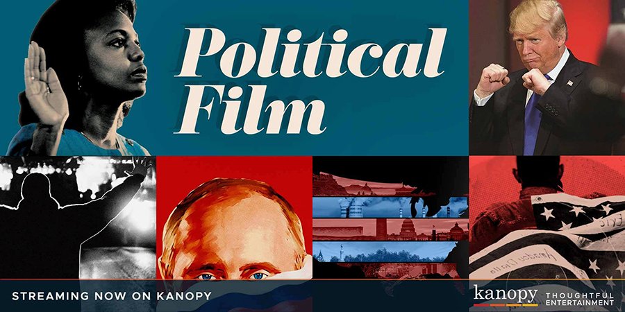 a colllage of movie stills and posters from political documentaries
