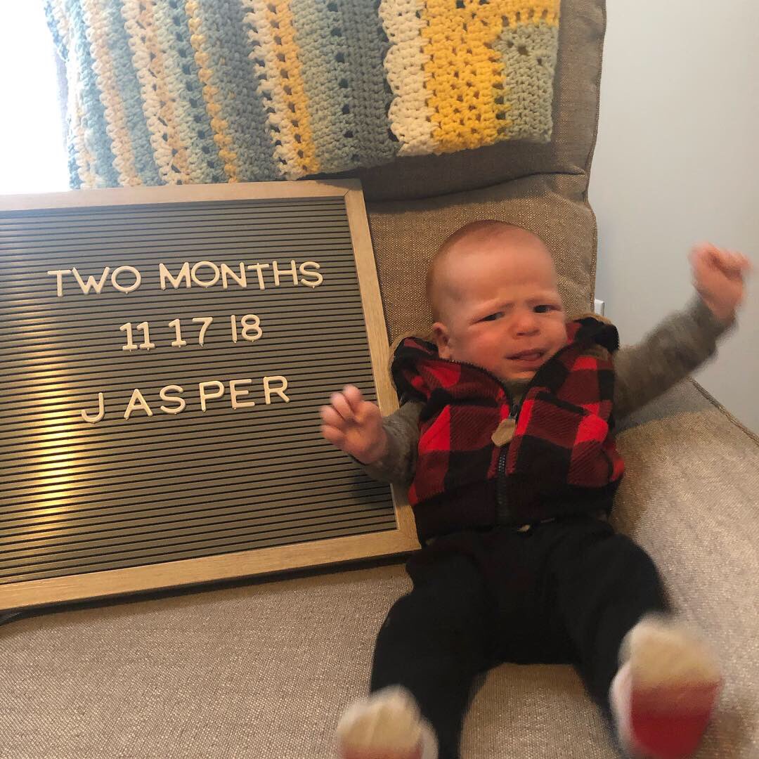 StaatsMolly's tweet photo. Two months in the life of Jasper: Tired eyes, full hearts, can’t get enough #jasperboy https://t.co/CMROjKYbKT
