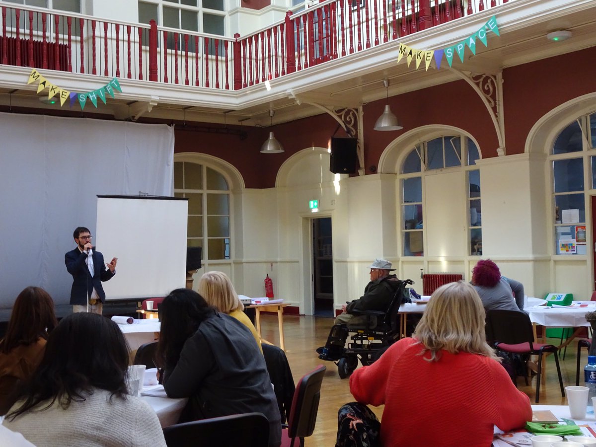 artsandhealth's tweet photo. An inspiring day of sharing &amp; support at #Makeshift18 @Newhampton with @WolvesCouncil @WolvesVSC @collectivismWLV @wolvescofs @MiFriendlyWM @ShareableTom @jimvale @WtonforEveryone @AsylumGalleryWM @Jainmckay &amp; many more :-) https://t.co/BfGcoNUUdF