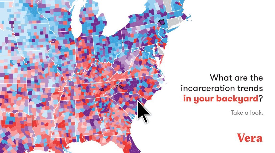 verainstitute's tweet photo. Mass incarceration affects everyone.

Wondering what the incarceration trends are in your county? Take a closer look and browse through our interactive map: https://t.co/7USr1W90uh https://t.co/vcwrGPymNu