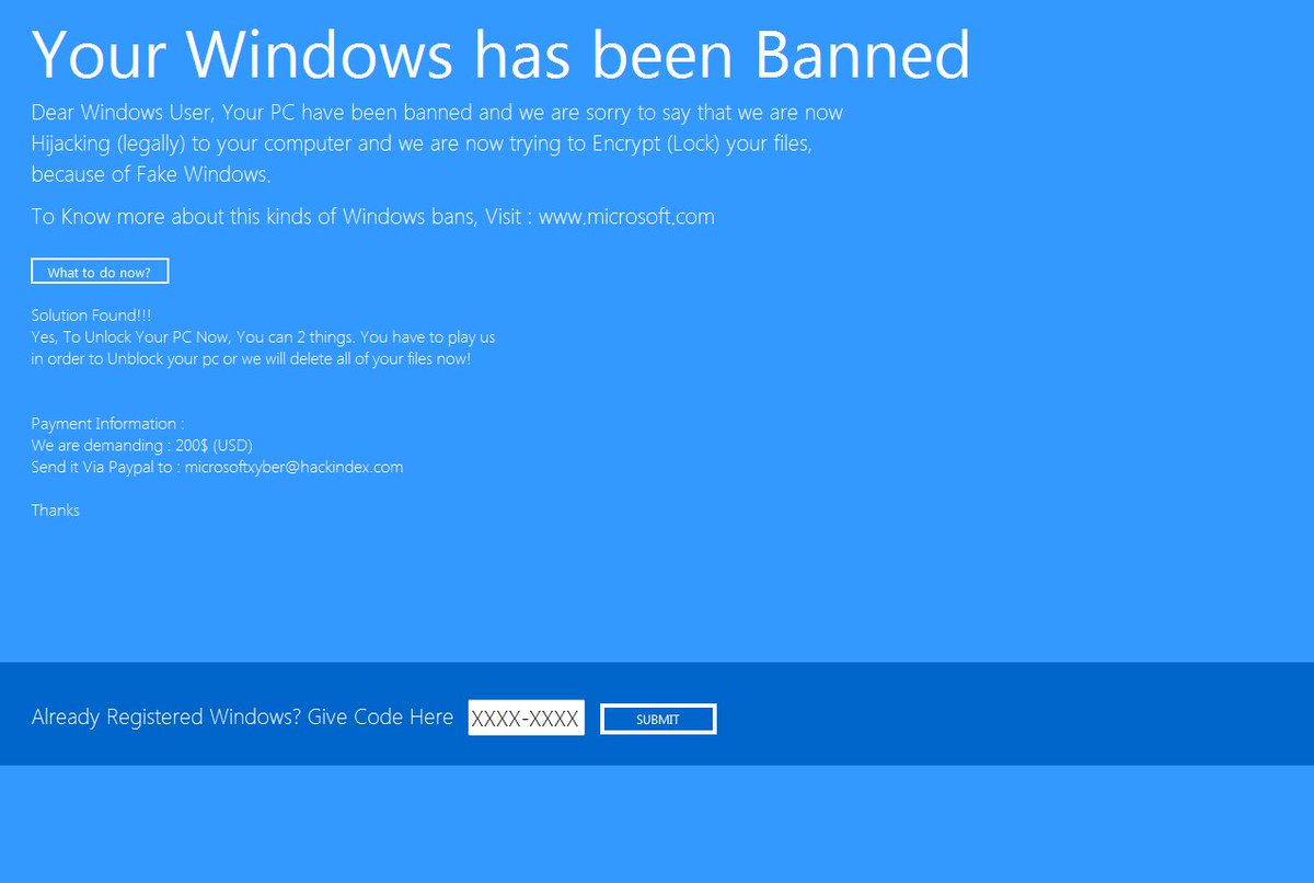 We have seen lots of variants of this "Windows has been banned" thing... This is one of the most laughable variants.
😂