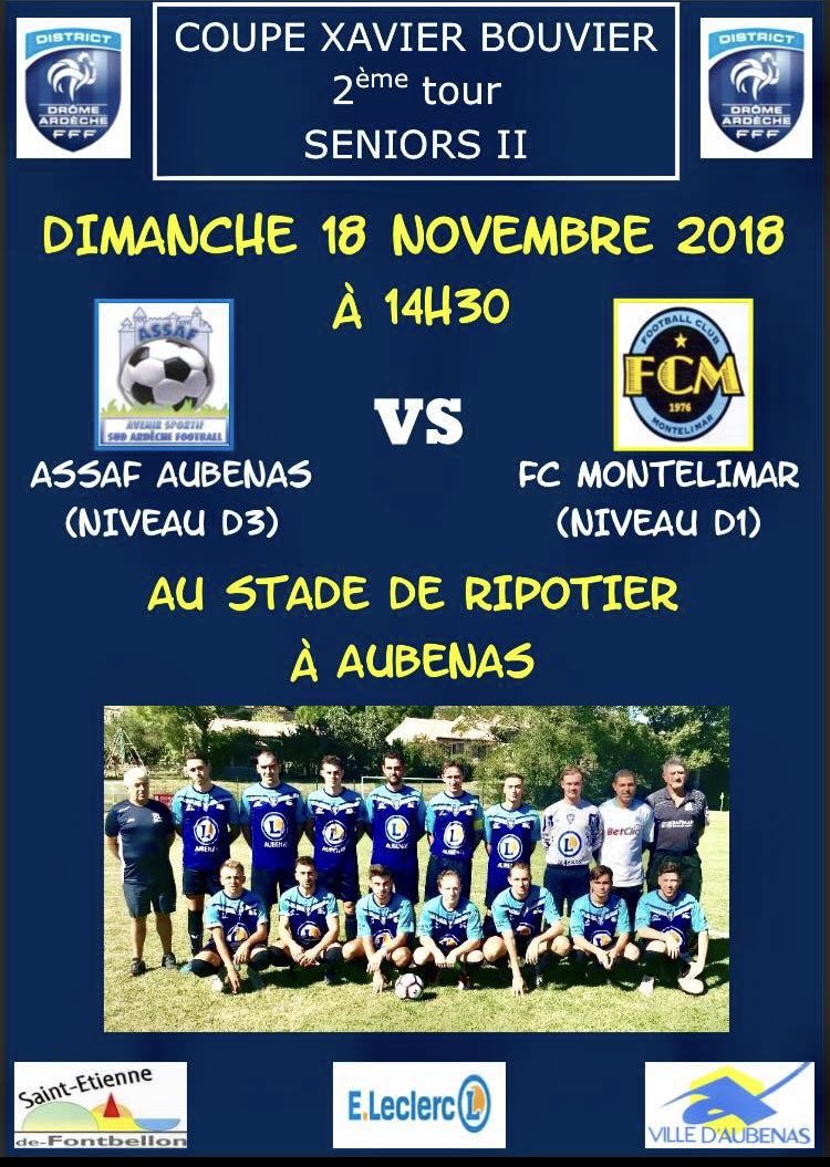 ASSAFAUBENAS's tweet photo. Veille de matchs 🔜 LES AFFICHES de nos #U17 2 D4 , #U17 1 R2 et de notre #équipeRéserve SÉNIORS amis supporters ‼️
Venez nombreux encourager nos équipes au stade de ripotier à aubenas !!🔵⚪️
#AllezLASSAF https://t.co/QtmRiqptcG