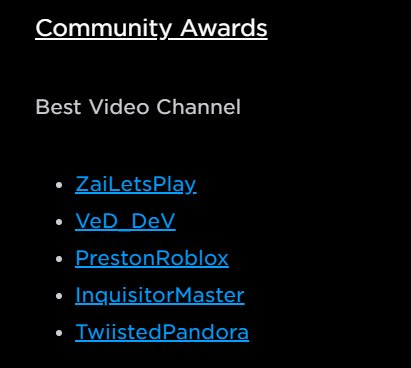 Ved Dev Use Code Veddev On Twitter I Was Nominated For A Bloxy Award Go Vote For Me As Best Video Channel Thank You Https T Co 0k1o4owsu6 - roblox bloxy awards vote