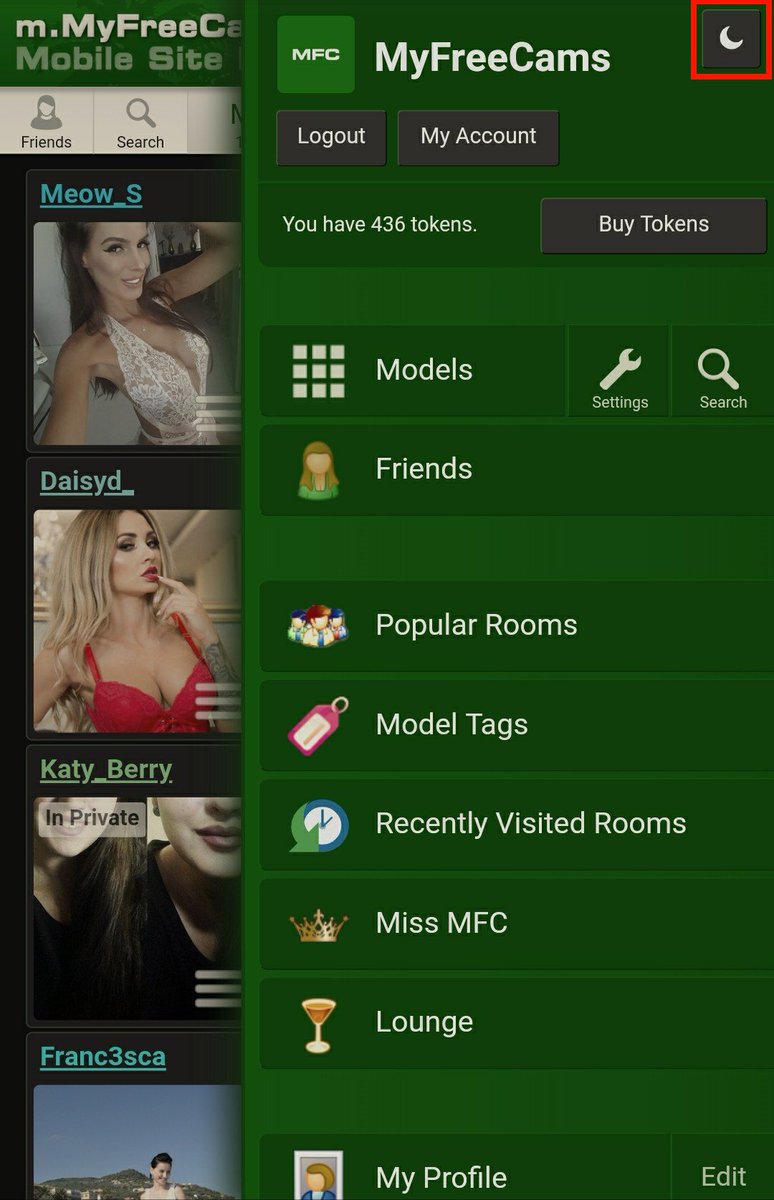 Night Mode has been added to the mobile site m.MyFreeCams.com 🌘 Tap the mo...