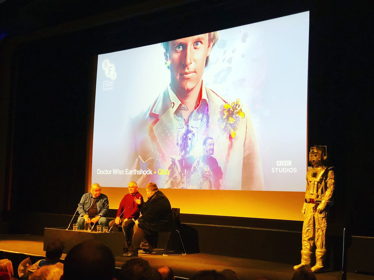 adrianpgibson's tweet image. I had genuinely forgotten how bad/good #80s #doctorwho was till today. Watching #earthshock at the #bfisouthbank. Q&amp;amp;A afterwards with original #scripteditor Eric Saward and  #adric played by Mathew Waterhouse. Oh and an original #cyberman 🤖 #scifi #geek #whovian 🚀