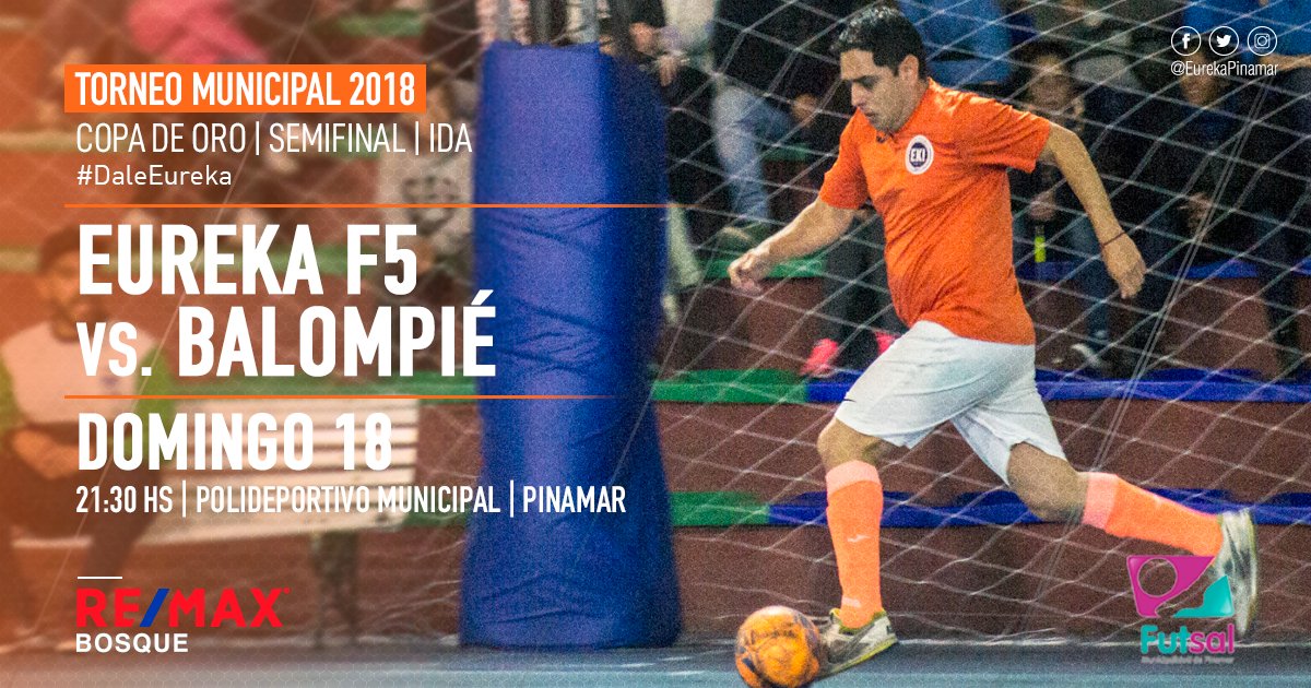 Les Informamos que el partido que jugaría Hoy a la noche Eureka, se reprograma para el día de mañana 
Eureka F5 vs. Balompié | 18 Noviembre | 21.30 Hs | Polideportivo Municipal
#DaleEureka #EurekaPinamar #EkF5 #Futsal #TorneoMunicipal #CopaDeOro