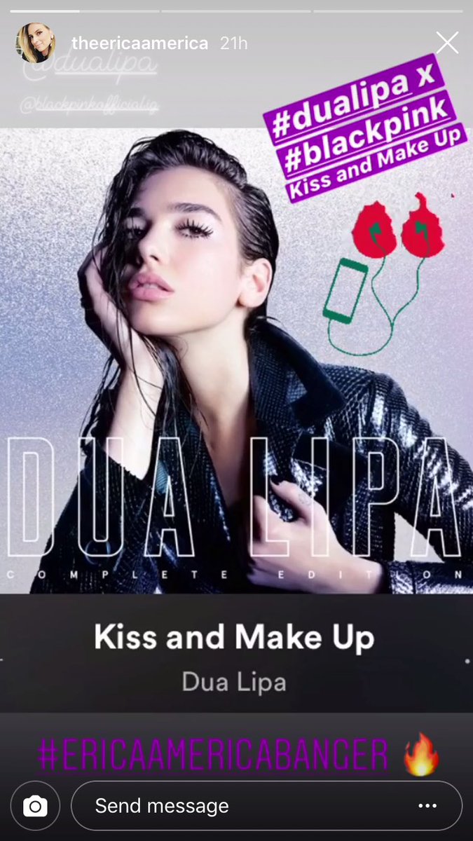 bpbillboard's tweet photo. One of the DJS of @Z100NewYork, @TheEricaAmerica has posted about Kiss and MakeUp on her IG story!! Is there a chance we hear it tonight while you’re on??👀👀

#BLACKPINK @ygofficialblink https://t.co/U1X4L6HSvv
