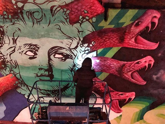 carlyealey's tweet photo. Destroying things at 3am β
Putting in overtime on this mega collab with @exist1981 and now the third Cohort @konecki_art joins the wall... π©πΌβπ¦³π¦Ήπ»ββοΈπ¦Έπ»ββοΈβ‘οΈ
β β β β β β β β β
#wip #art #mural #spraypaint #painting #collab #carlyealey #exist1981 #elpaso #icant⦠https://t.co/vLkXpv7SmT https://t.co/RpxXpygWUw
