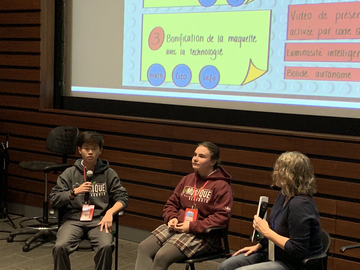 La dernière journée du <a href="/MMakerFaire/">MontrealMakerFaire</a> de <a href="/Concordia/">Concordia University</a> Concordia se termine avec un panel étudiant où Léa et Darwin ont été simplement étincelants lors de la présentation de l’activité interdisciplinaire du plan de ville intelligent. Bravo! <a href="/BeauboisFab/">Fabrique Beaubois</a> <a href="/mchoquettenouv/">Michel Choquette</a> #EduQc #FEEP