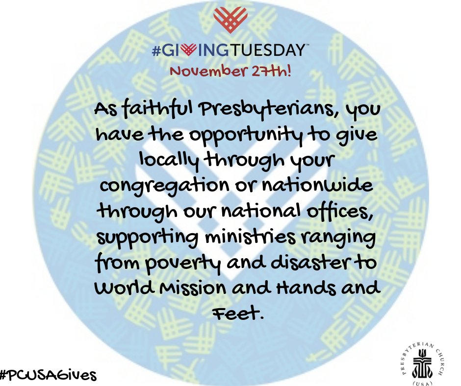 GAModerators's tweet photo. As we celebrate the joy of the season, let us not forget the spiritual gifts we can make to a hurting world through #GivingTuesday, an annual global day of giving. Your generosity can mean so much to so many. Be a part of it at: https://t.co/daRyttiZPn #PCUSAGives https://t.co/THmfAA8Ql5