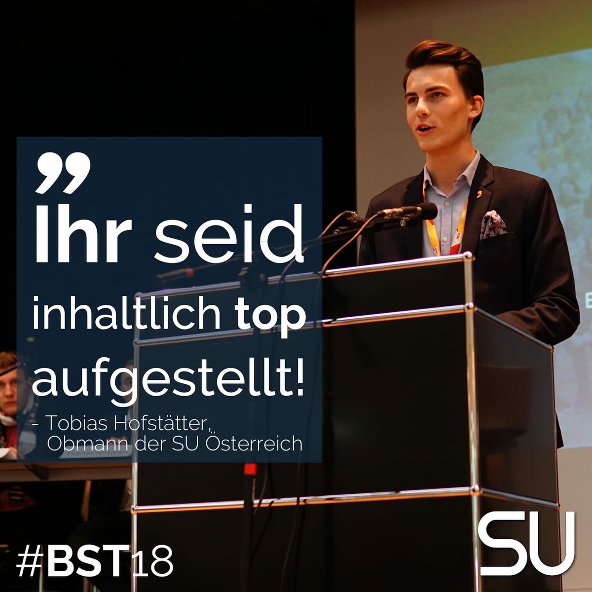 Schueler_Union's tweet photo. Lieber Tobias, schön, dass du, dass ihr, aus #Österreich von der @oeschuelerunion auch dabei seid und das Wochenende mit uns in #Münster bei der #BST18 verbringt! Danke für deine motivierenden Worte! 💪🏻 auf weiterhin gute Zusammenarbeit 👌🏻🥳 https://t.co/97NWmMJGuk