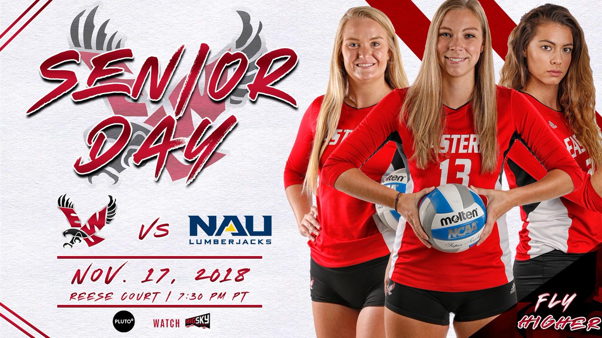 EWUVB's tweet photo. It's Senior Day over at Reese Court!!! Come out &amp; help us say good bye to Three incREDible Seniors!!!

🆚 @NAUVolleyball
📍 Reese Court
🕢 7:30 pm PT
🎟️ https://t.co/bo0EStmzUF
📱 @PlutoTV Ch. 234
🖥️ https://t.co/M9V43BCxmn
📈 https://t.co/MPUFAn0Z2H

#FlyHigher #BigSkyVB #GoEags https://t.co/tthyzIdXZX