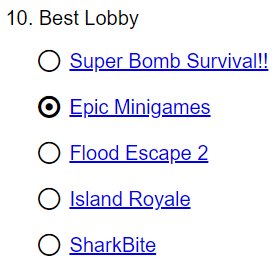 Worthyshiningkazoo On Twitter Thank You Everyone For Nominating Epic Minigames As Best Lobby You Can Cast Your Vote For The Nominees Here Https T Co X2akf3ghew Https T Co Vgo4nqtro5 - roblox flood escape new lobby