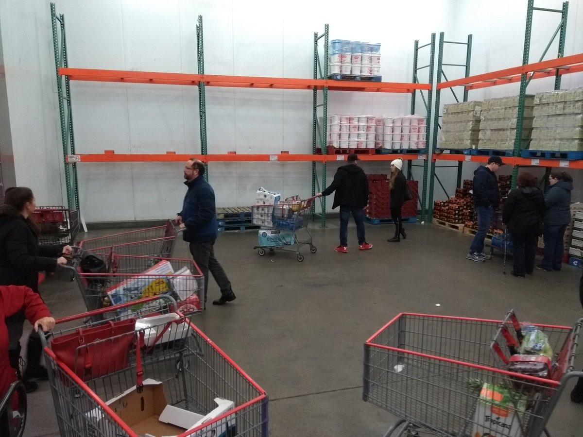 OnTheGoCBC's tweet photo. What does food insecurity look like? Like this. The COSTCO vegetable room today. https://t.co/T0JJOsknwT