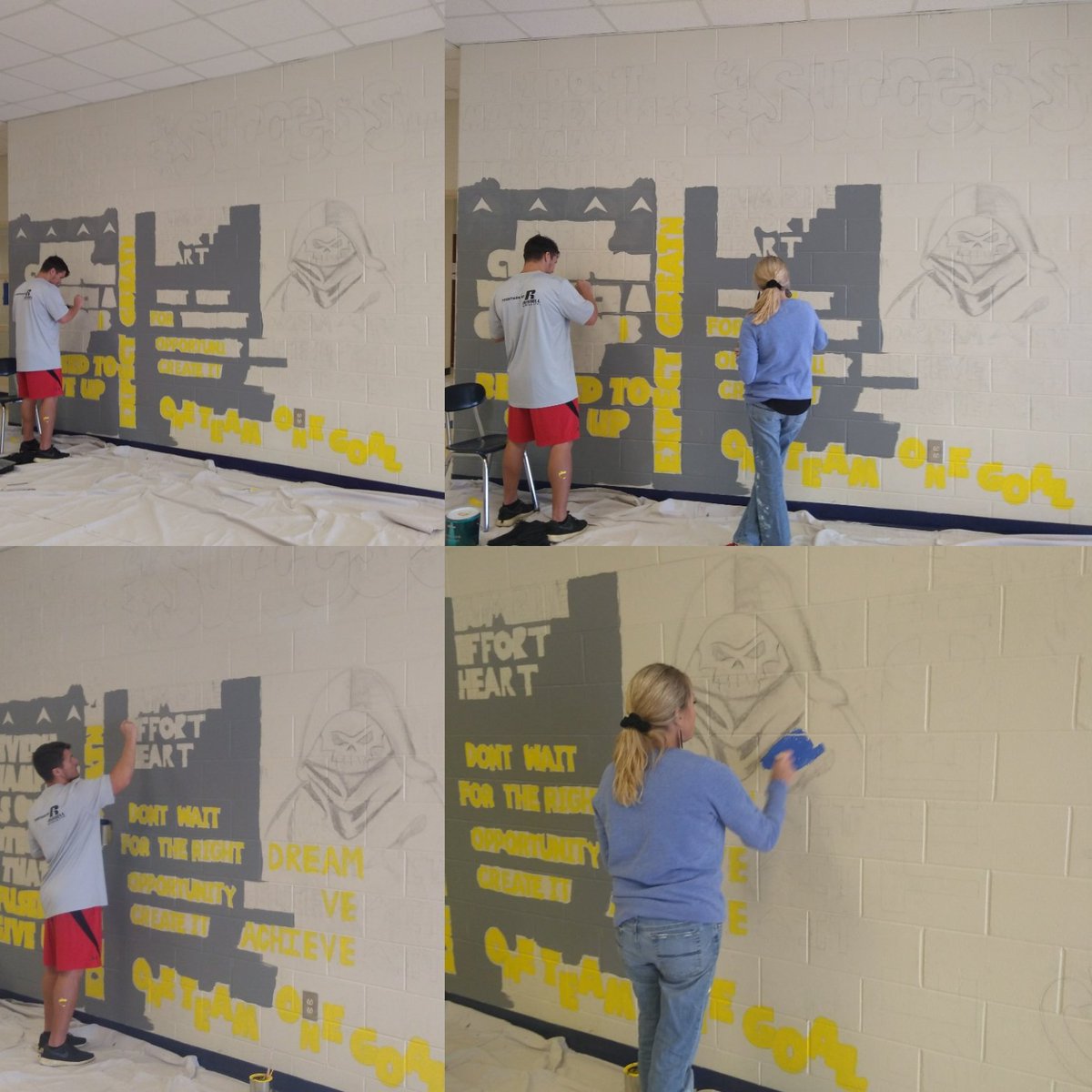 Coach Allard &amp; Mrs. Pike, ( former BMS Art Teacher) giving up their Saturday &amp; some of Fall Break for the students of BMS!  Painting some Phantom Pride! 
GO PHANTOMS!💙💛
<a href="/benson_middle/">BensonMiddleSchool</a> 
<a href="/Allard_19/">LAKISHA ALLARD</a> 
<a href="/PikeArrt/">Magen Pike</a> 
<a href="/Bensonathletic_/">BMS Phantoms</a>