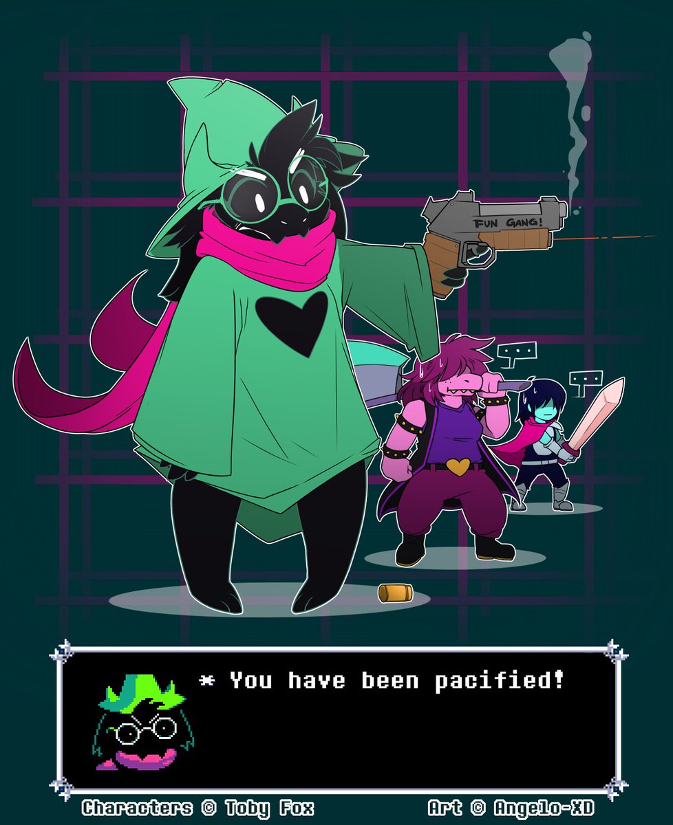 Derp_Player's tweet photo. #DELTARUNE #Ralsei #Susie #Kris 
Ralsei is against fighting but in game you can make him fight anyway lol https://t.co/hpXonxrD1J