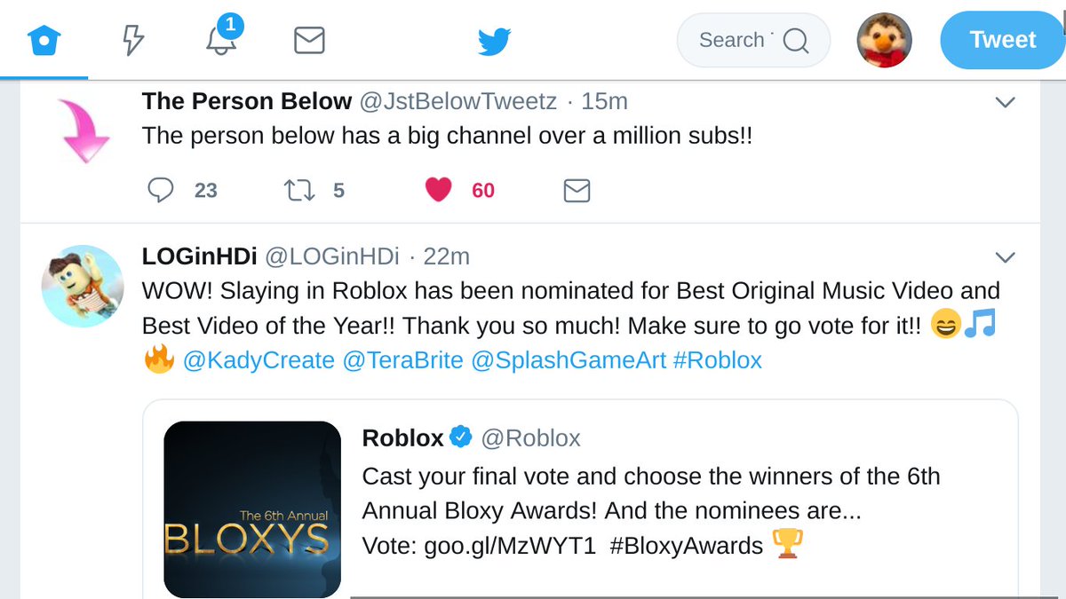 Loginhdi On Twitter Wow Slaying In Roblox Has Been Nominated For Best Original Music Video And Best Video Of The Year Thank You So Much Make Sure To Go Vote For It - how to make roblox music videos and screenshots