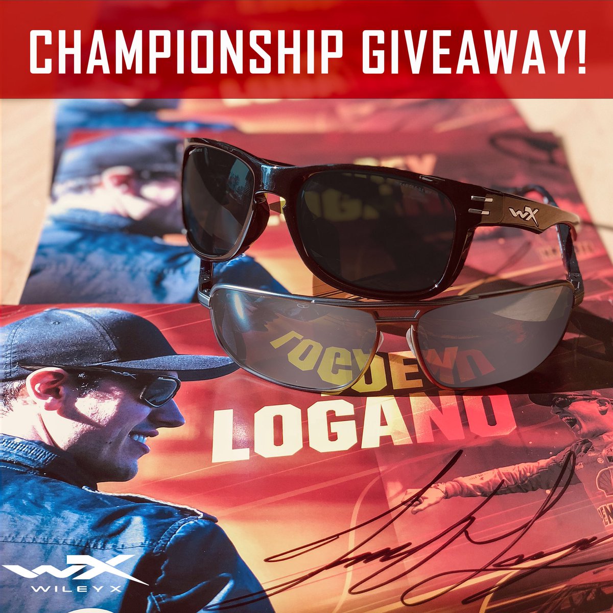 wileyx's tweet image. Championship giveaway! Their will be FIVE winners with this contest. 

1st place: Custom helmet by @offaxispaint signed by  @wileyx  drivers + a pair of your choice! 
The next four winners will win a @joeylogano hero card and glasses!

Rules: RT and follow to win!