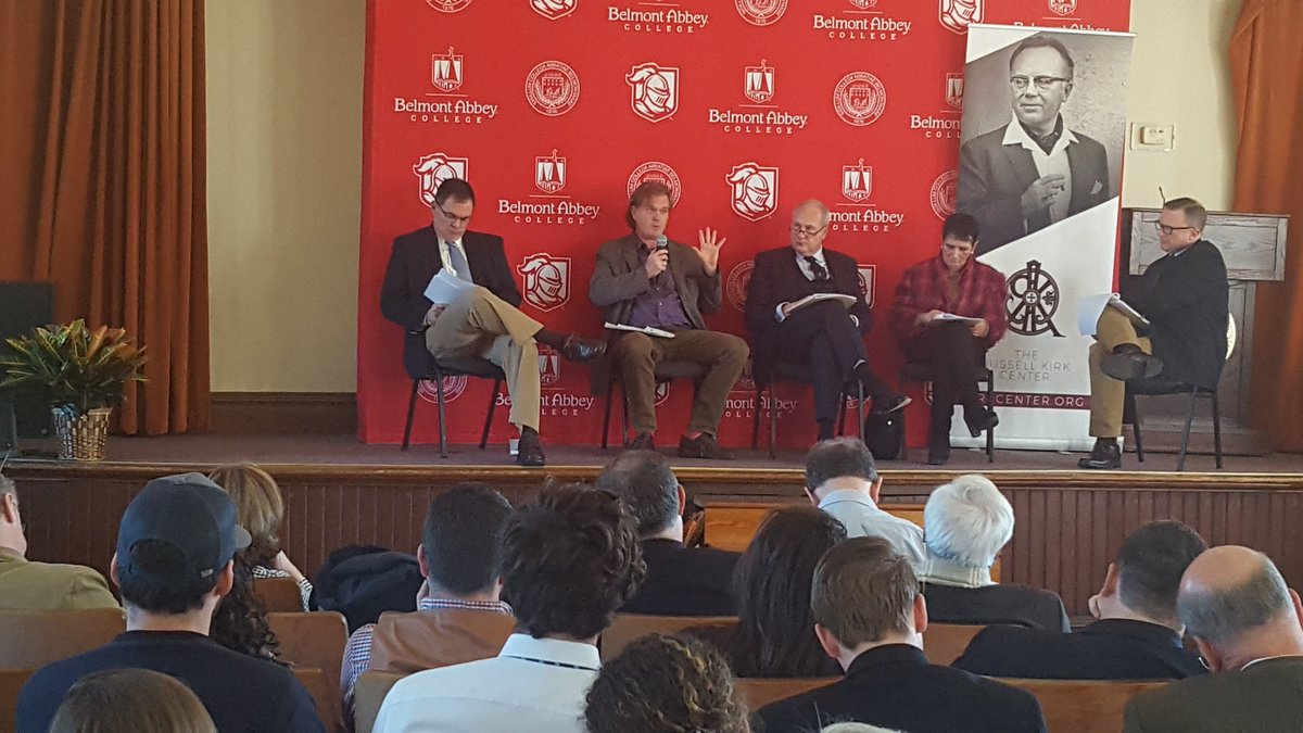 KirkCenter's tweet photo. Congratulations to @BelmontAbbey, #IanCrowe, and the #KirkCenter's #EdmundBurkeSociety for another successful #KirkCentennial event. More than 100 students, faculty, &amp; interested locals came out for a day program on "Burke, Kirk, and Revolution in the Modern Mind." #KirkOnCampus https://t.co/T64rVqrqbG