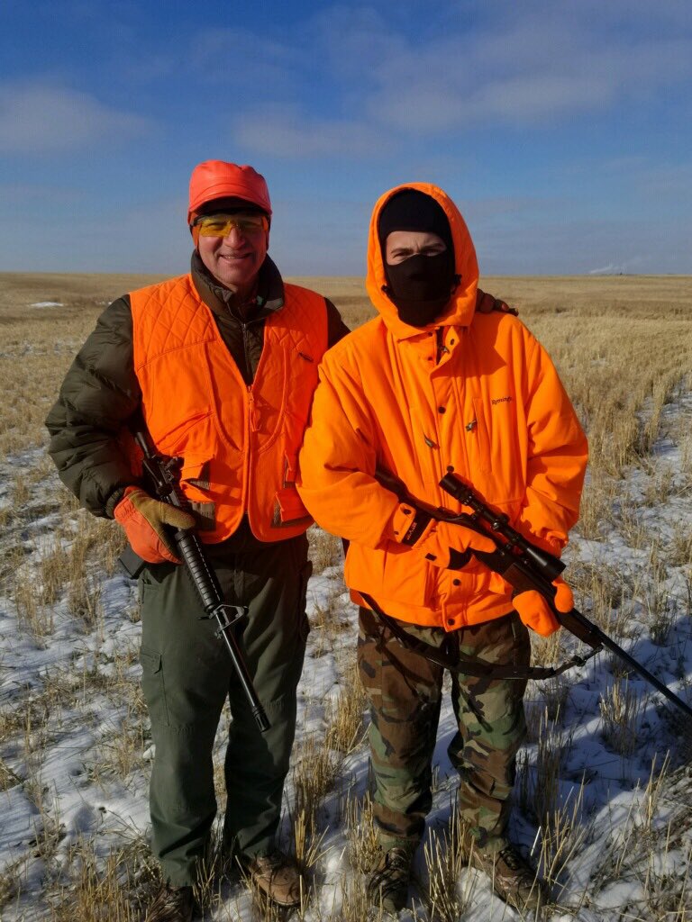 DrewWrigley's tweet image. Patrick stalking 🦌 with grandpa’s .243 while I’m vigilantly protecting our hunting party from coyotes with the #AR15  #FirearmFun