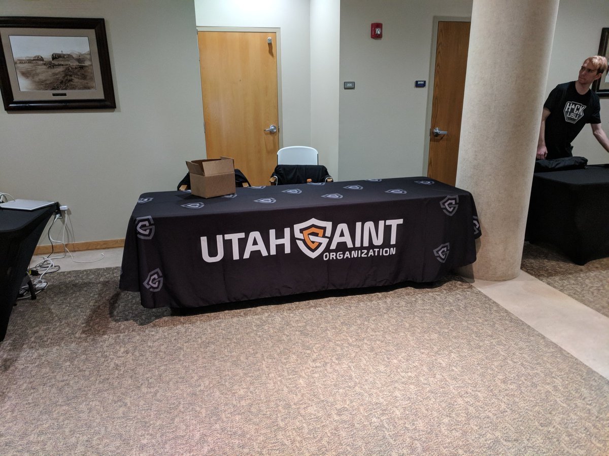 kl34n's tweet photo. Hanging out at #hackusu today ready to discuss security and community outreach. Stop by and say hi if you're up here @saintcon @hackusu @hackUSUEvents @CacheMakers @dc801 @utos https://t.co/QN0hn7BkaQ