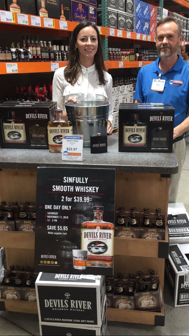 Great promotion in all WB Liquors by Costco’s in Texas with Devils River Whiskey, Great pricing and Tasting until 3pm today! This is Mike at the UTSA location ⁦@WBLiquors⁩ @DevilsRiverWhiskey#LetsCelebrate