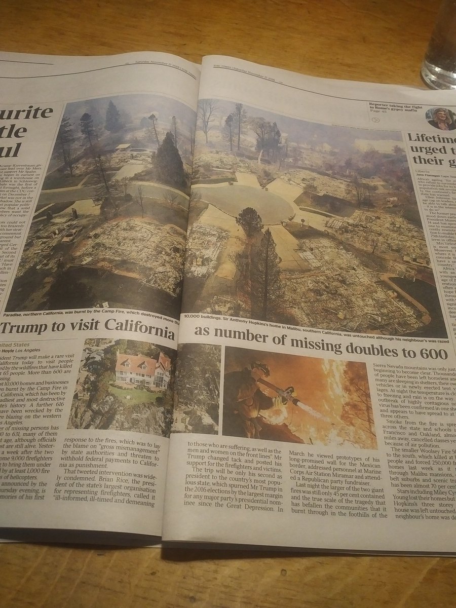 elmers87's tweet photo. Had to re-read this a couple of times to check. But @thetimes manage to not countenance that "by far the deadliest and most destructive" fire in @california's history may have anything to do with #ClimateBreakdown.
Stunning journalism.
#missingstory #TheWorstNewspaper https://t.co/0hCFxDxQMh
