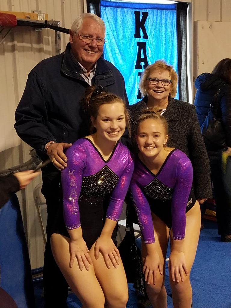 Good job to BE and Tay at their first gymnastics meet of the season today! Thanks Kevin and Mary Gail for coming to support these girls!