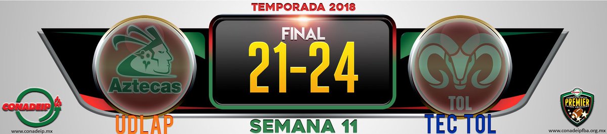 conadeipfba's tweet photo. Marcador final semifinales: @aztecasudlap 21-24 @BorregosToluca #Temporada1aFuerza2018CONADEIP  @BorregosToluca a la gran final! https://t.co/DIGtBrGDJw