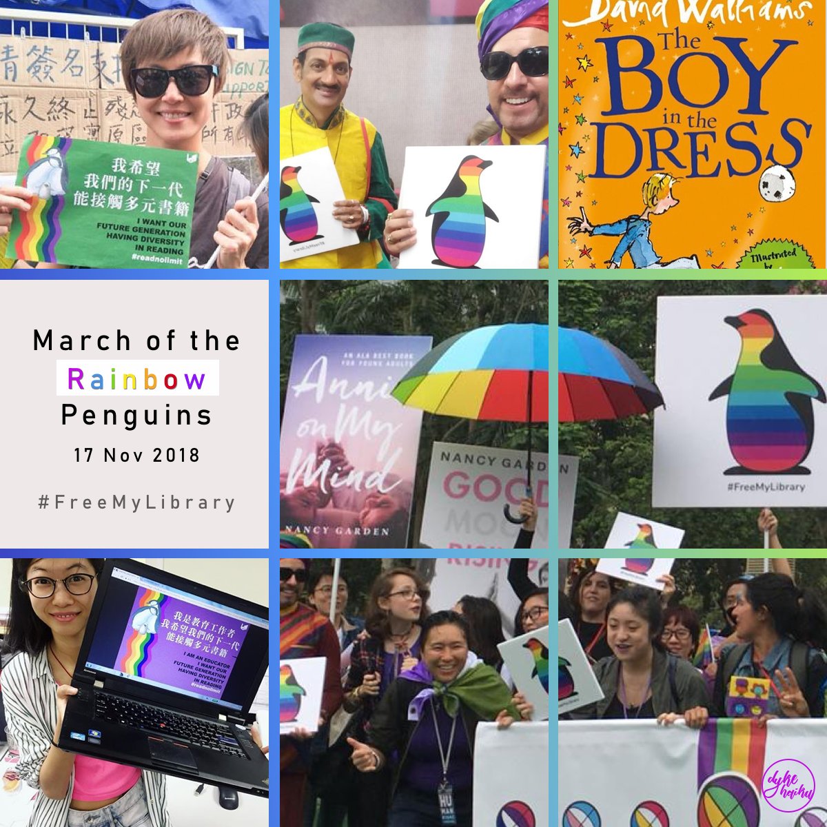 DykeHaiku's tweet photo. Open books measure
society's welcome to
all of its members.
Yesterday in Hong Kong, people gathered to protest 70 libraries banning 10 LGBTIQ-themed children's books.
#daiku #HumanDignityFest #FreeMyLibrary #ReadNoLimit
#haiku #censorship 🌈 https://t.co/kkxq2ccEbT