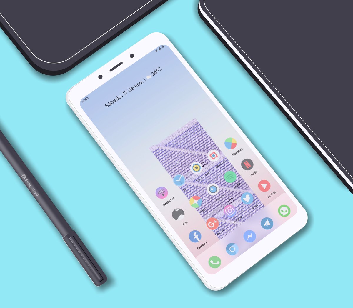 FranJeam20's tweet photo. #tuneatuandroid , @mgdeblas , un #home más por aquí , Launcher aquí 👉 https://t.co/7yvgY7GO5C , iconos acá 👉 https://t.co/oj5CFLd61Y , cuadrícula 7×5 , activar blur en el dock , el widget ya viene en el Launcher , y poner el style con Light (with dark tex ) . https://t.co/vownCVBig5