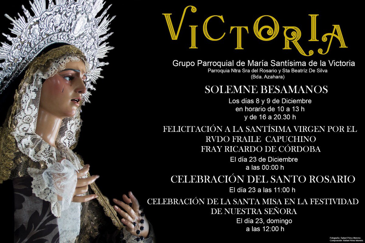 gdlavictoria's tweet photo. Presentado el cartel de los cultos, besamanos y Felicitación por Fray Ricardo de la Victoria obra de Rafa Pérez. También se ha producido la donación de unas enaguas por parte de una devota de la Virgen. Desde aquí nuestro agradecimiento! #Victoria2018 https://t.co/keTtJH4tEJ