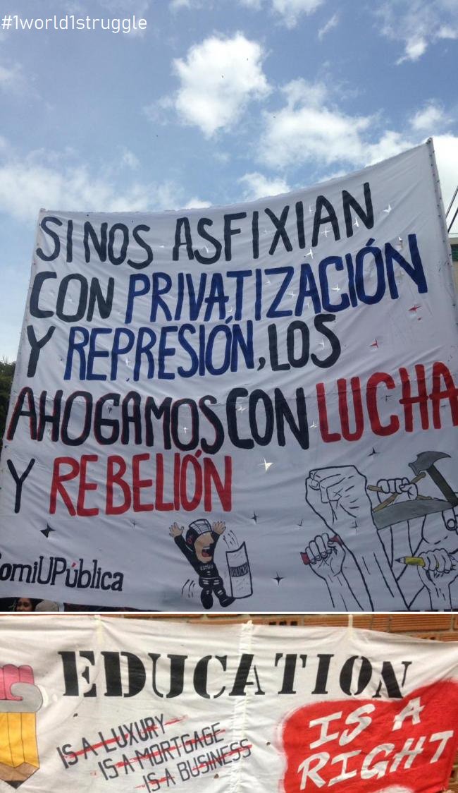 ISM030's tweet image. Remaking the Common Good: The Crisis of Public Higher Education in Colombia: nacla.org/news/2018/11/1…
Top banner: "If they suffocate us with privatization and repression, we will drown them with struggle and rebellion"
#1world1struggle