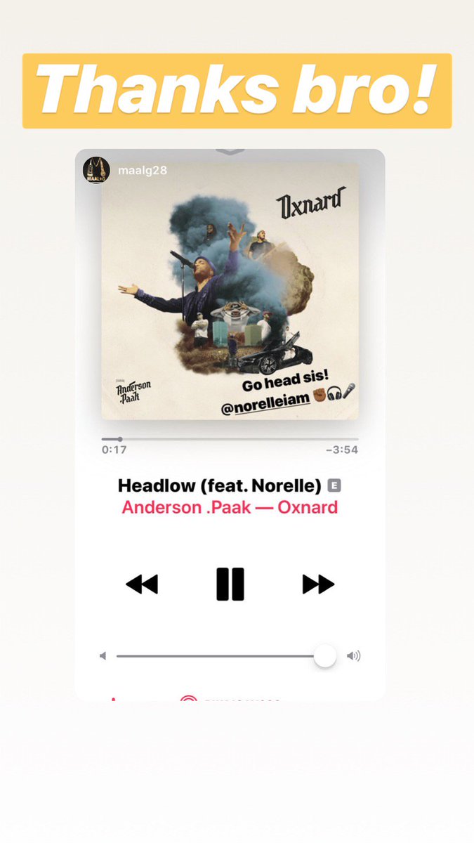 Norelleiam's tweet photo. This is an honor and a privledge.... I am extremely grateful to have been a part of the process of making Oxnard, in any capacity. Thank you so much AP💫💫💫💫 If you haven’t already listen to Oxnard now!!!!!! #HeadLow #TheChase #BrothersKeeper #Oxnard https://t.co/kkOBamnHHB