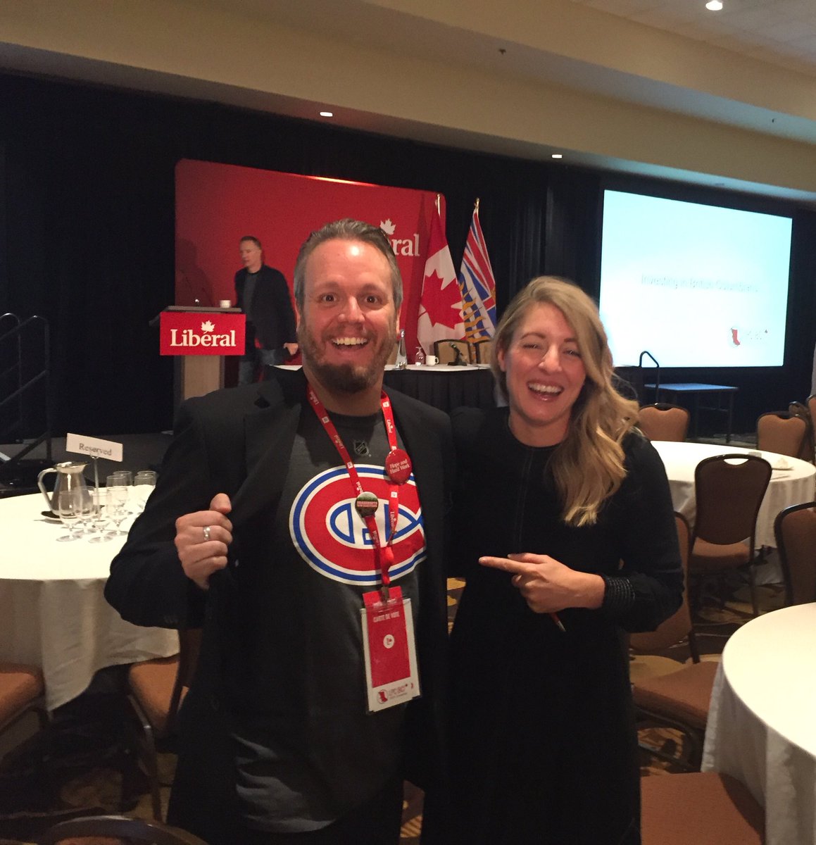 RealRGM81's tweet photo. Great to see @melaniejoly again this morning at @LPCBC Convention! #lpcbc18 #GoHabsGo https://t.co/etP6RLgKrD